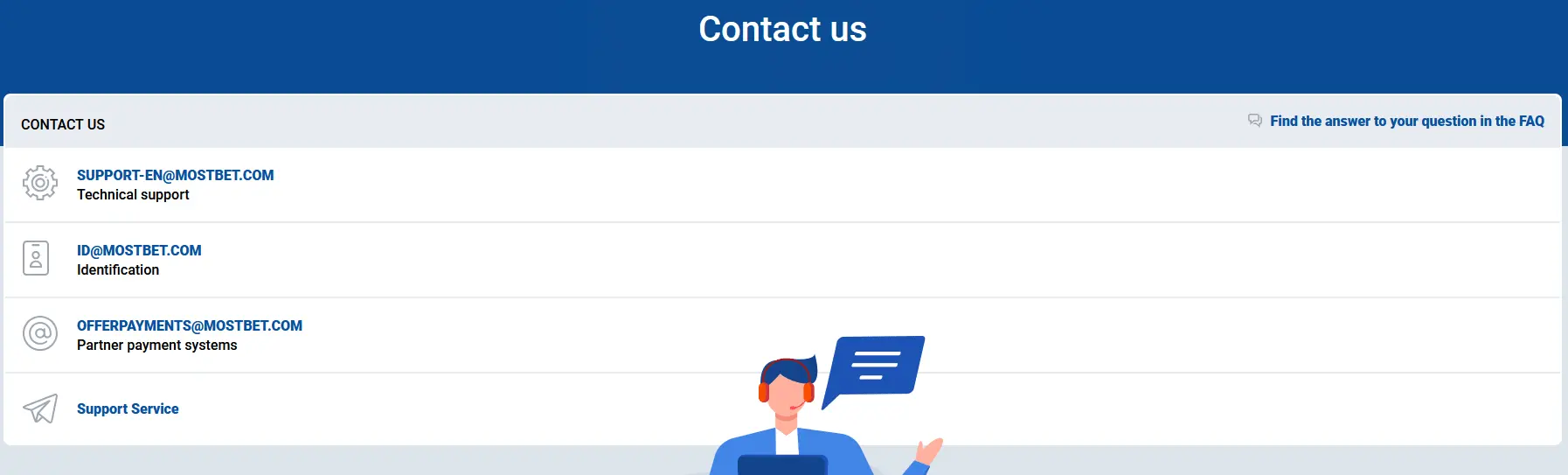 Contact Mostbet