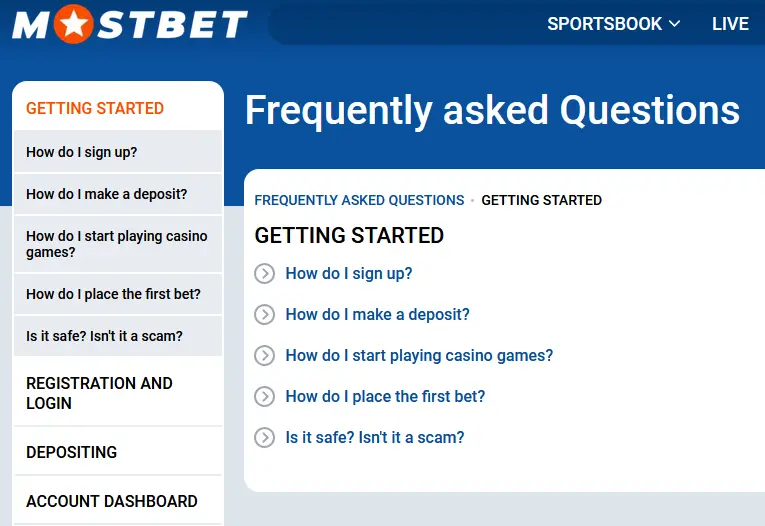 FAQ Mostbet