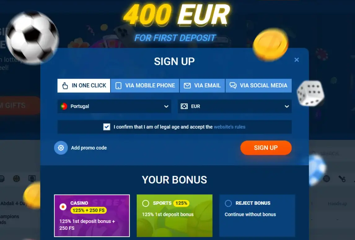 One-Click Registration - Mostbet