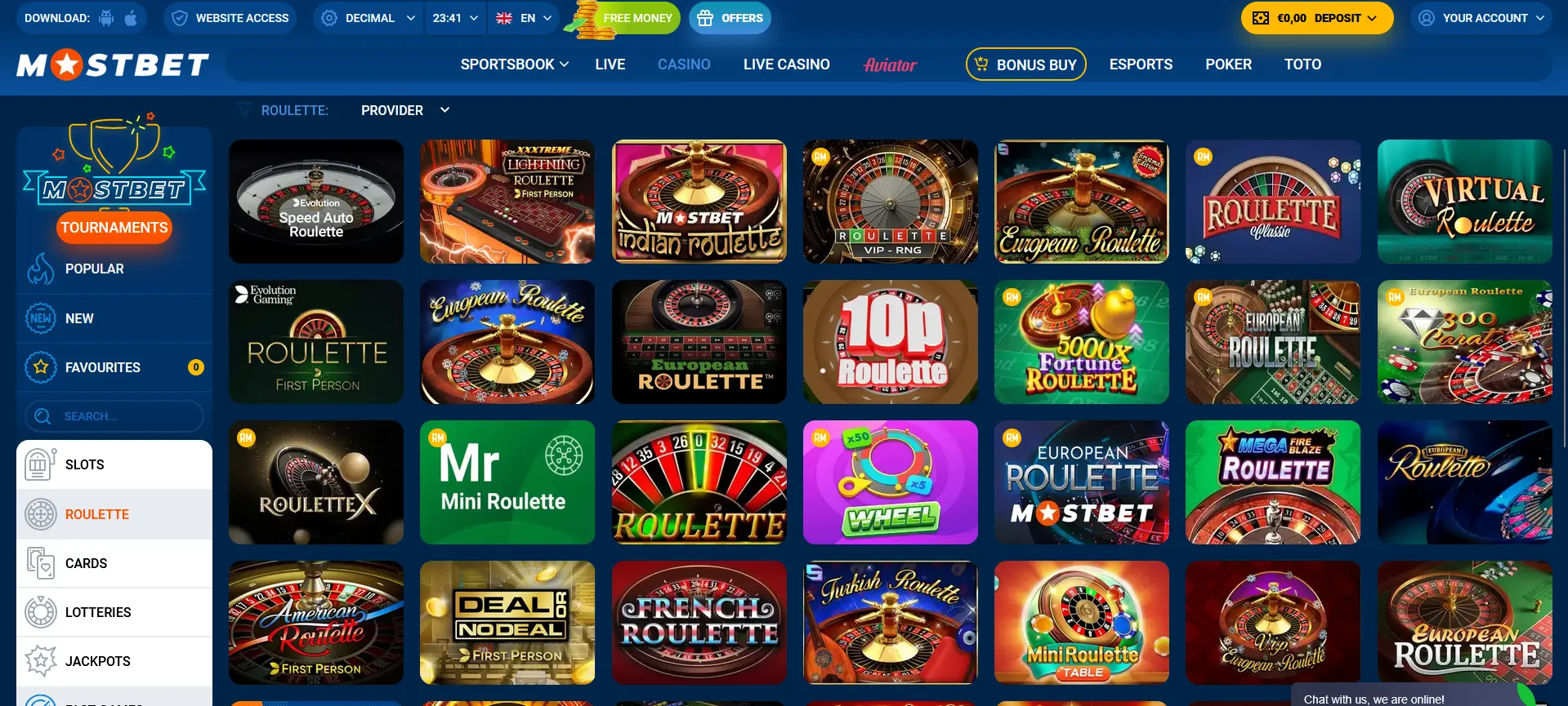Roulette - Mostbet