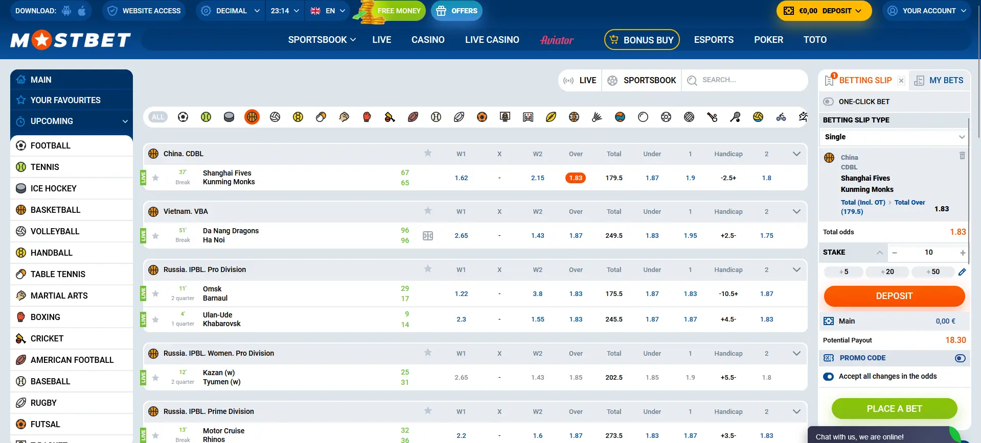 Sports Betting at Mostbet